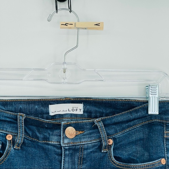 Ann Taylor Loft Modern Skinny Ankle Jeans Womens 0 25 Blue Frayed Hem Stretch - Picture 13 of 13